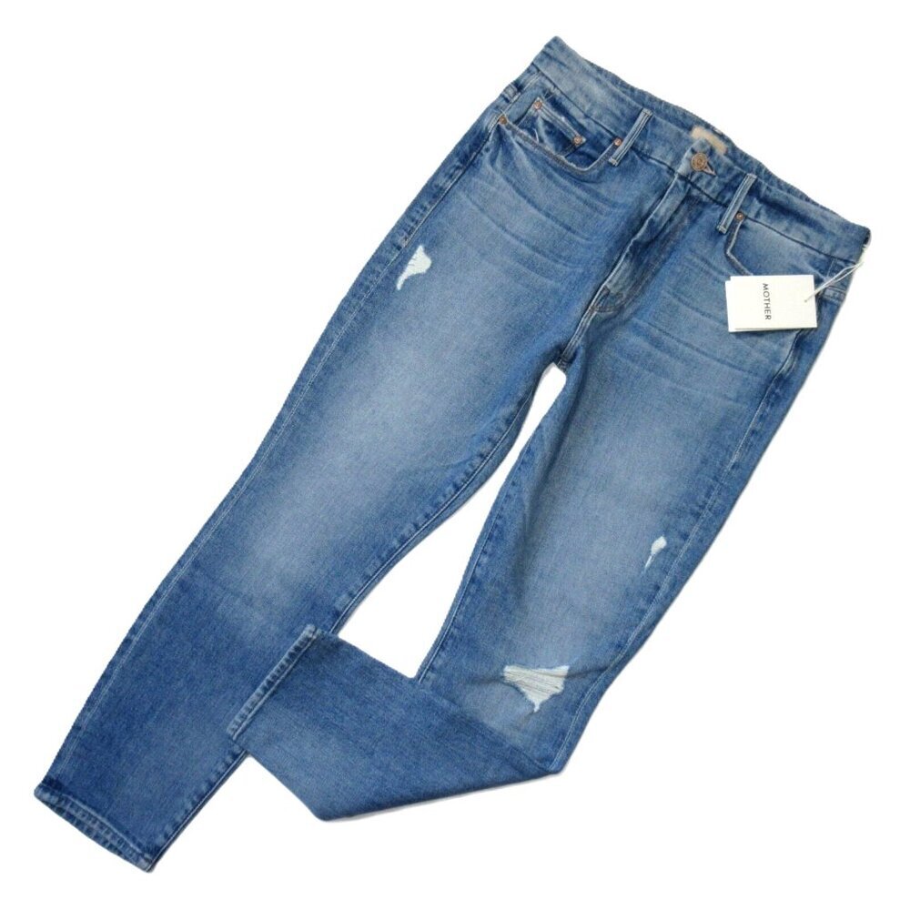 Nwt Mother High Waisted Looker Crop In Let's Kick It Stretch Skinny Jeans 28